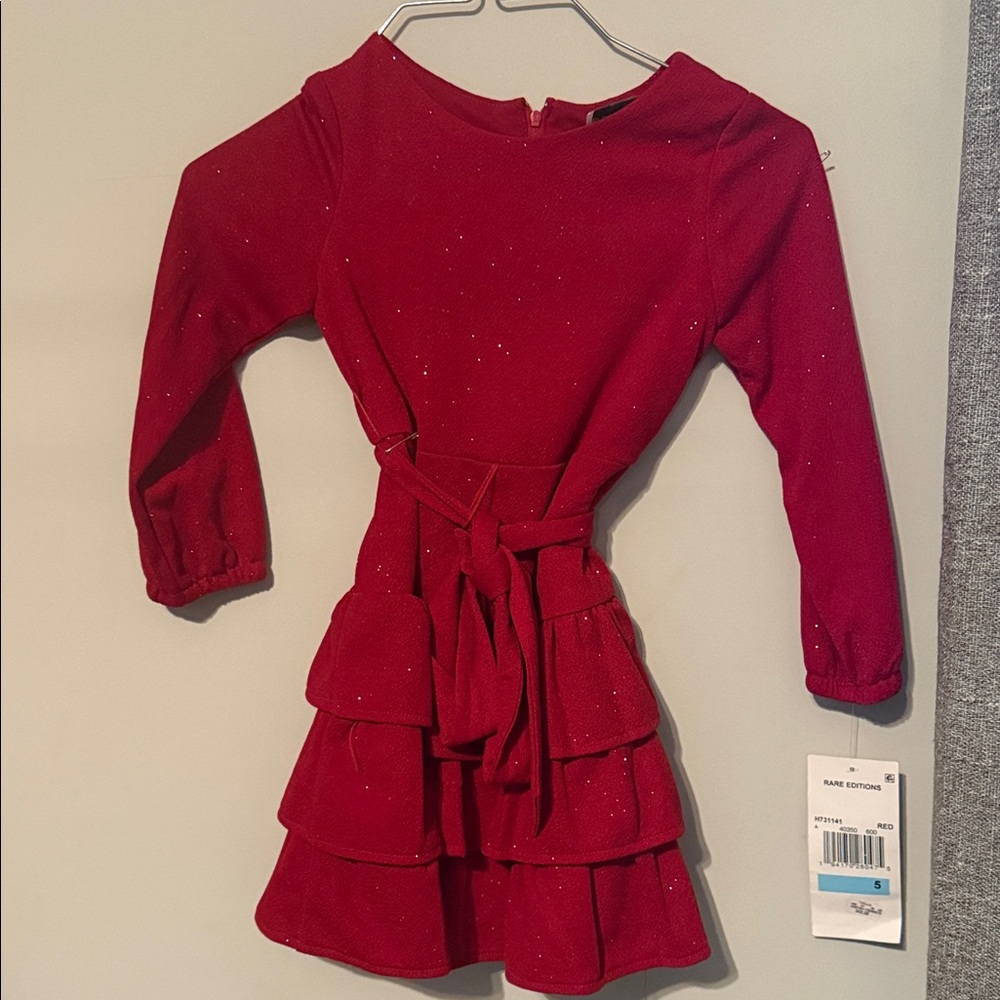 Rare Editions Sparkling Red Tiered Dress